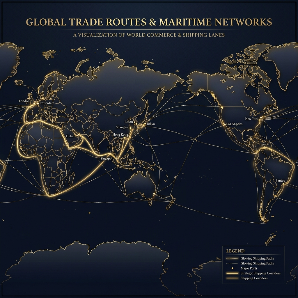 Mumbai-Dubai-London Triangle trade routes